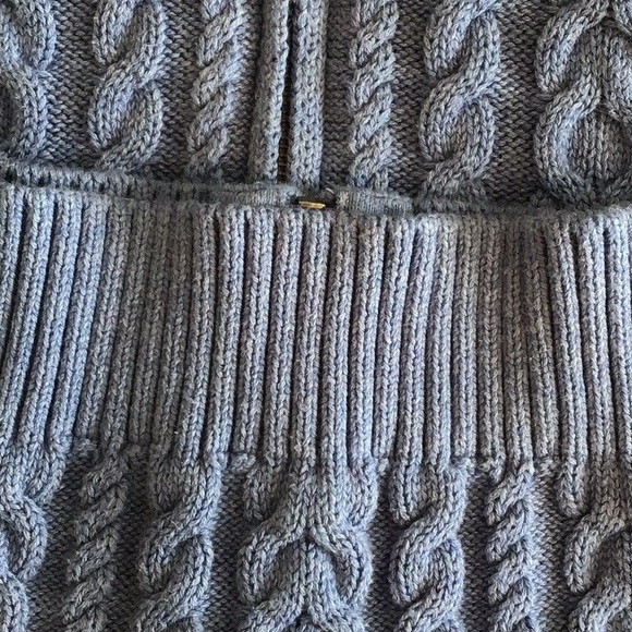 L. L. Bean double cable zip front 100% cotton cardigan periwinkle blue - Picture 10 of 11
